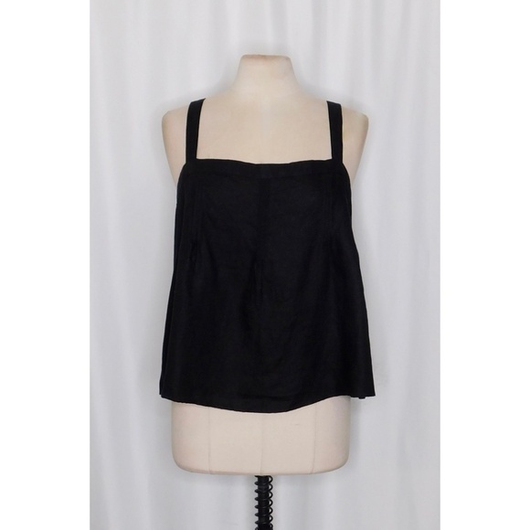 NWT!! J. CREW Linen Bow Back Linen Top Solid Black Tank Preppy Blouse X-Large - Picture 3 of 14